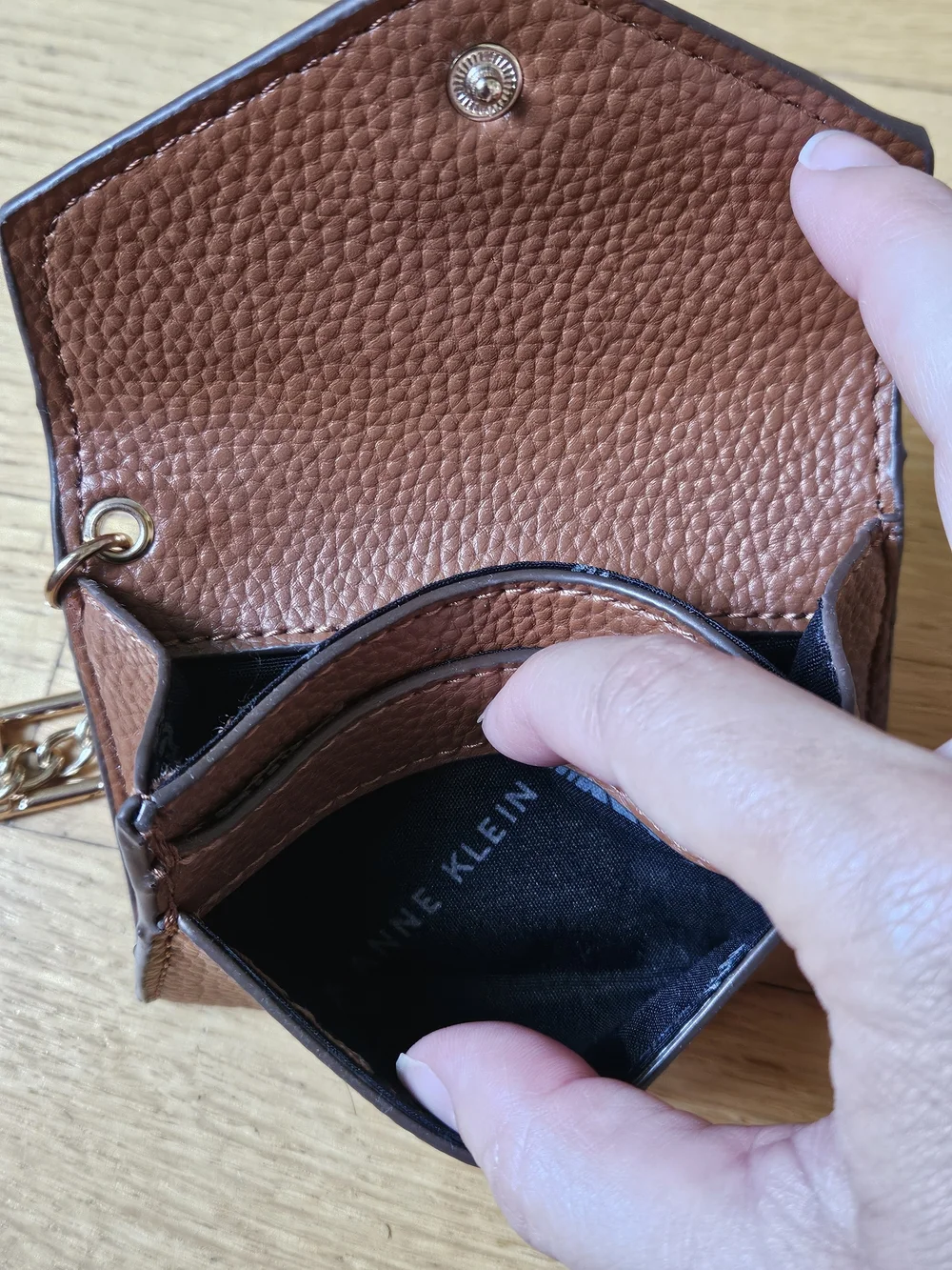 Anne Klein Brown Pebbled Wallet  with Keychain Accent